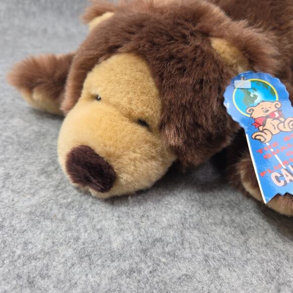 Calplush Brown Bear Plush Grizzly 14" Laying Stuffed Animal Toy Vintage Tags - Picture 8 of 9